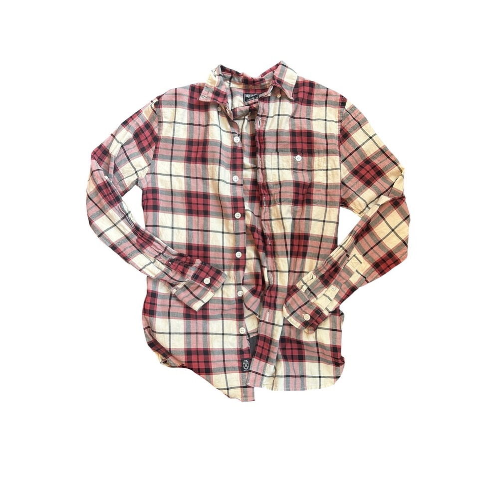 Todd Snyder Plaid Button Down Shirt Mens XS Red White Black 100% Cotton